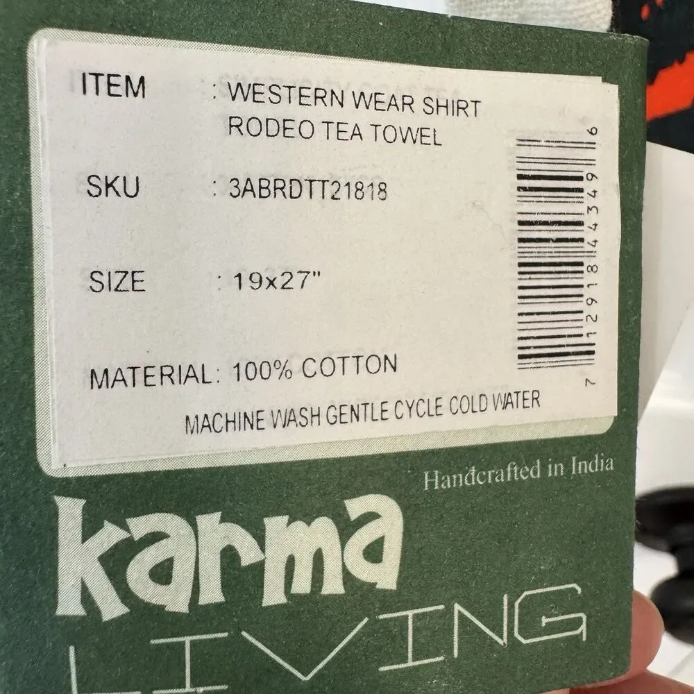Karma Living Western Rodeo Tea Towel Cowboy Shirt Forever USA Cotton Decor
